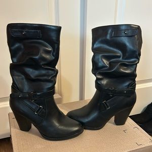 Black mid calf boot